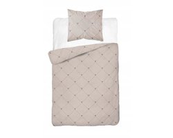 Detexpol Home Satijn Katoenen Dekbedovertrek 140x200 Beige Geometrisch