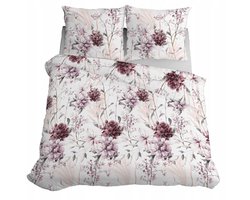 Detexpol Home Satijn Katoenen Dekbedovertrek 220x200cm Roze Bloemen