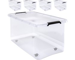 Deuba Opbergbox - Set van 4 Kunststof 60L 58x39x35cm - Transparant