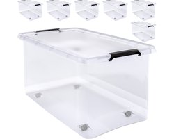 Deuba Opbergbox - Set van 6 Kunststof 60L 58x39x35cm - Transparant