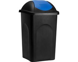 Deuba Vuilnisbak met Klapdeksel – 60 Liter Kunststof – Zwart Blauw