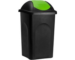 Deuba Vuilnisbak met Klapdeksel – 60Liter Kunststof – Zwart Groen