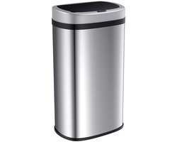 Deuba Vuilnisbak met Sensor - Vierkant RVS - 58 Liter Zilver