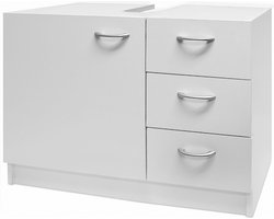 Deuba Wastafelonderkast met Uitsparing – 1 Deur en 3 Lades – 63x54x30cm – Wit