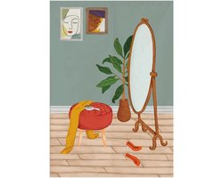 Deur Gordijn - Japanse Noren - Privacy Decoratie - Katoen Linnen Stof - 85 x 90 cm - Cartoon Spiegel