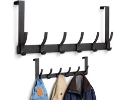 Deur kapstok - 12 haken - Hangend - Kapstokken - Kleer - Kleding - Hangers - Haak - Garde robe - Zwart - Luft