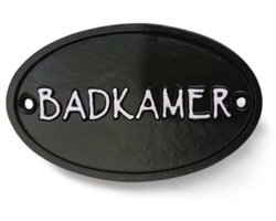 Deurbordje BADKAMER/ovaal-zwart