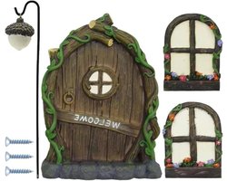 Deuren en Ramen voor Fairy Garden, Glow in the Dark Feeën Slapende Deur, Hars Sculptuur voor Buiten met Raam.