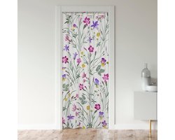 Deurgordijn Bloemenprint - Kamer Divider - Privacy Creëren - Velvet Stof - 106x203 cm - Multicolor