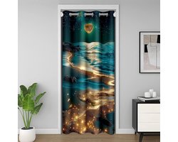 Deurgordijn - Kamerverdeler Gordijn - Privacy Creëren - 3D-print Ontwerp - 132 x 203 cm - Blauw Geel