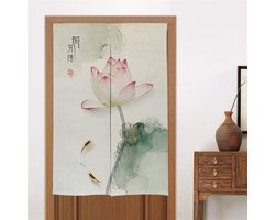 Deurgordijn Linnen - Noren Gordijn Paneel - Ruimte Verdelen - Handdruk Bloemenpatroon - 85x170cm - Style 1