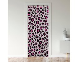 Deurgordijn Luipaardprint - Kamerverdeler Gordijn - Privacy Creëren - 3D Hoge Resolutie Print - 86 x 203 cm - Roze Meerkleurig