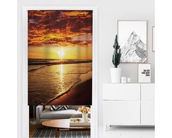 Deurgordijn Noren - Keukenscherm Kamerverdeler - Ruimte Scheiden - Linnen Stof - 90x150cm - Zonsopgang
