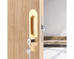 deurgreepset, schuifdeurslot van zinklegering, schuifdeurslot met sleutel, veiligheidsdeurslot, meubels, hardware, sluiting voor badkamer, kast, keuken, balkon (kleur goud) | Schuifdeurslot van zinklegering, voor badkamer, kast, keuken, balkon