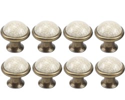 Deurgrepen - Kastknoppen - Kast knoppen - 8 Stuks - Lade knoppen - Meubelknop - 37 mm - Keramiek - Zinklegering basis - Wit en geel - Rond - Eenvoudig te installeren