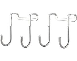 Deurhaak - 2 Stuk - RVS - Deurhanger - Ophanghaken - Badkamerhaken - Kledinghaak - Kapstok - Over de deur - Handoek haak - Deurkapstok - Wandkapstok - dubbele haak