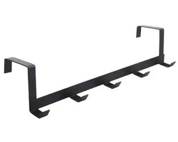 Deurhaken - Deurkapstok - Haken zonder boren - Metaal - 5 haken - Deurhaken over deur - Kapstok haken - Geschikt voor het opbergen van kleding in slaapkamer, badkamer, keuken en woonkamer - 29×4.5×6.4cm - Zwart