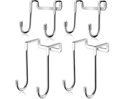 Deurhaken Set van 4 Stuks voor Kleding, Handdoeken en Accessoires - RVS Dubbele Haken voor Badkamer, Keuken en Kasten