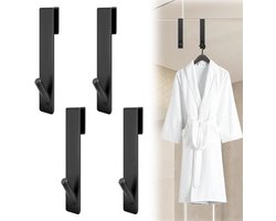 Deurhaken van roestvrij staal (4 sets) - achterhaken voor glazen deuren, zonder gaten, geschikt voor handdoeken en kleding in badkamers of slaapkamers.