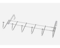 Deurkapstok - 6 haken - Metaal - Zilver - 61,8 x 6,5 cm