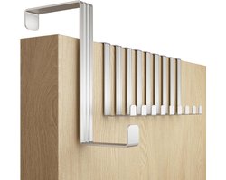 Deurkapstok met 10 roestvrijstalen haken en viltpads - deurhanger aan beide zijden - bruikbaar deurkapstok opdekdeur