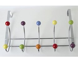 Deurkapstok met haken en porseleinen knoppen voor kleding