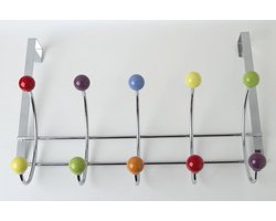 Deurkapstok met haken en porseleinen knoppen voor kleding