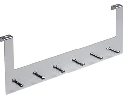 Deurkapstok verchroomd - Metafranc 262627 - 300 mm - 6 haken - zilver deurkapstok opdekdeur