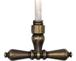 Deurklink T-model, kruk van antiek messing, klassiek