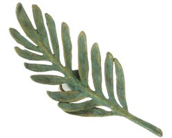 Deurknop Blad groen/goudkleur 9x3x6cm