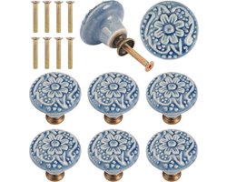Deurknoppen - Vintage design - Set van 8 - Keramisch - Handgreep 35mm - Incl. schroeven - Meubels, lade, commode, kast, keuken