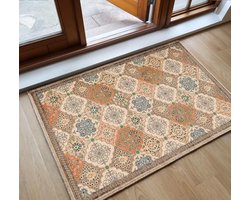 Deurmat 40 X 60 Cm - Machinewasbare Mat, Superzachte Antislip Deurmat, Absorberende Binnen- En Buitenmat, Vintage Etnisch Tapijt