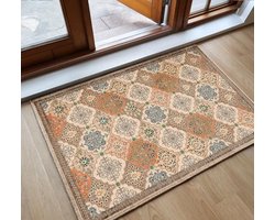 Deurmat 40 X 60 Cm - Machinewasbare Mat, Superzachte Antislip Deurmat, Absorberende Binnen- En Buitenmat, Vintage Etnisch Tapijt