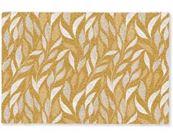 Deurmat 60x40 cm - Droogloopmat Bladeren - Patroon - Geel - Mat voor binnen - Schoonloopmat - Deurmatten met print - Inloopmat