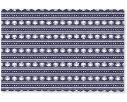 Deurmat 60x40 cm - Droogloopmat Schelp - Nautisch - Blauw - Wit - Mat voor binnen - Schoonloopmat - Deurmatten met print - Inloopmat