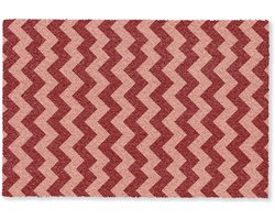 Deurmat 60x40 cm - Droogloopmat Zigzag - Strepen - Patroon - Rood - Mat voor binnen - Schoonloopmat - Deurmatten met print - Inloopmat