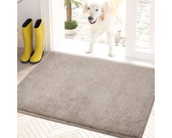 Deurmat - 61 x 90 cm - Antislip - Machinewasbaar - Entreemat, schoenreiniger, deurmat voor honden, superabsorberende welkomstmat (voor voor- en achterdeur, keuken en badkamer) - Modderige schoenen en poten - Gebroken wit