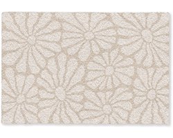 Deurmat 90x60 cm - Droogloopmat Bloemen - Print - Beige - Bruin - Minimalistisch - Mat voor binnen - Schoonloopmat - Deurmatten met print - Inloopmat