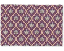 Deurmat 90x60 cm - Droogloopmat Patroon - Paars - Bloem - Mat voor binnen - Schoonloopmat - Deurmatten met print - Inloopmat
