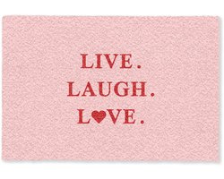 Deurmat 90x60 cm - Droogloopmat Quote - Love - Roze - Rood - Mat voor binnen - Schoonloopmat - Deurmatten met print - Inloopmat