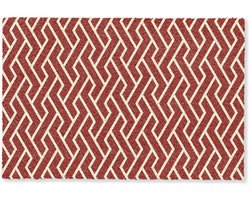Deurmat 90x60 cm - Droogloopmat Rood - Beige - Patroon - Lijnen - Mat voor binnen - Schoonloopmat - Deurmatten met print - Inloopmat