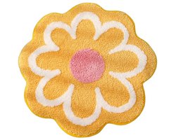 Deurmat - Badkamermat - Antislip vloermat - Absorberende vloermat - 40*40 cm - Geel - Polyester - Douchemat - Decoratieve vloermatten voor de kamer - Tapijt - Vloermat met bloemenpatroon - Keuken vloermat - Vloermat voor de slaapkamer