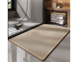 Deurmat- deurmat binnen- deurmat buiten- Antislip badmat met rubberen achterkant, geweven, absorberend, machinewasbaar, geschikt voor badkamers, dun vloerkleed, snel drogend, krasbestendig en oliebestendig (40 x 60 cm, kaki)