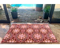 Deurmat, droogloopmat Rozenkelim | Roze, bruin | 75cm x 55cm