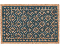Deurmat floraal - 60x40 cm - kokos - antislip - binnen - buiten