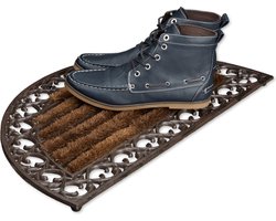 deurmat gietijzer - met borstels - metaal - rond - 4 x 72 x 39 cm - antislip