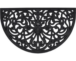 deurmat halfrond - 75 x 45 cm - antislip - weerbestendig - binnen en buiten - zwart