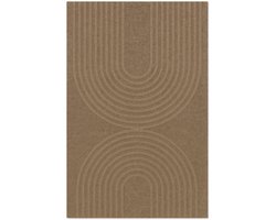 Deurmat Japandi Stijl – Bruin – 60x90 cm – Antislip – Vloerverwarming Geschikt – Polyester – Zen Design