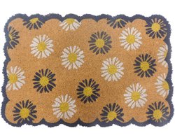Deurmat kokos - bloemen - 60 x 40 cm - antislip