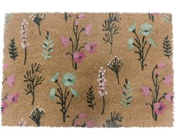 Deurmat kokos - bloemen - 60 x 40 cm - antislip